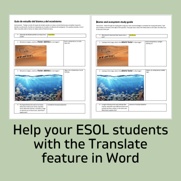How to use the translate feature in Microsoft Word to help your ESOL students